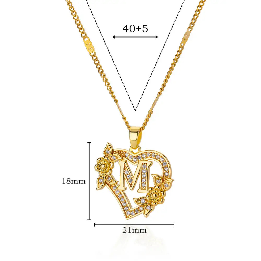 Heart Lover Initial Necklace