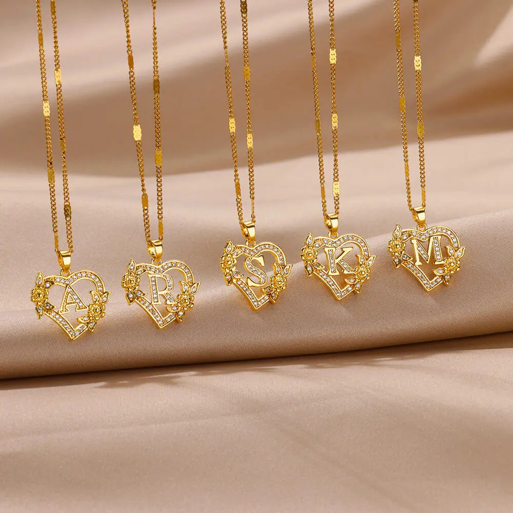 Heart Lover Initial Necklace