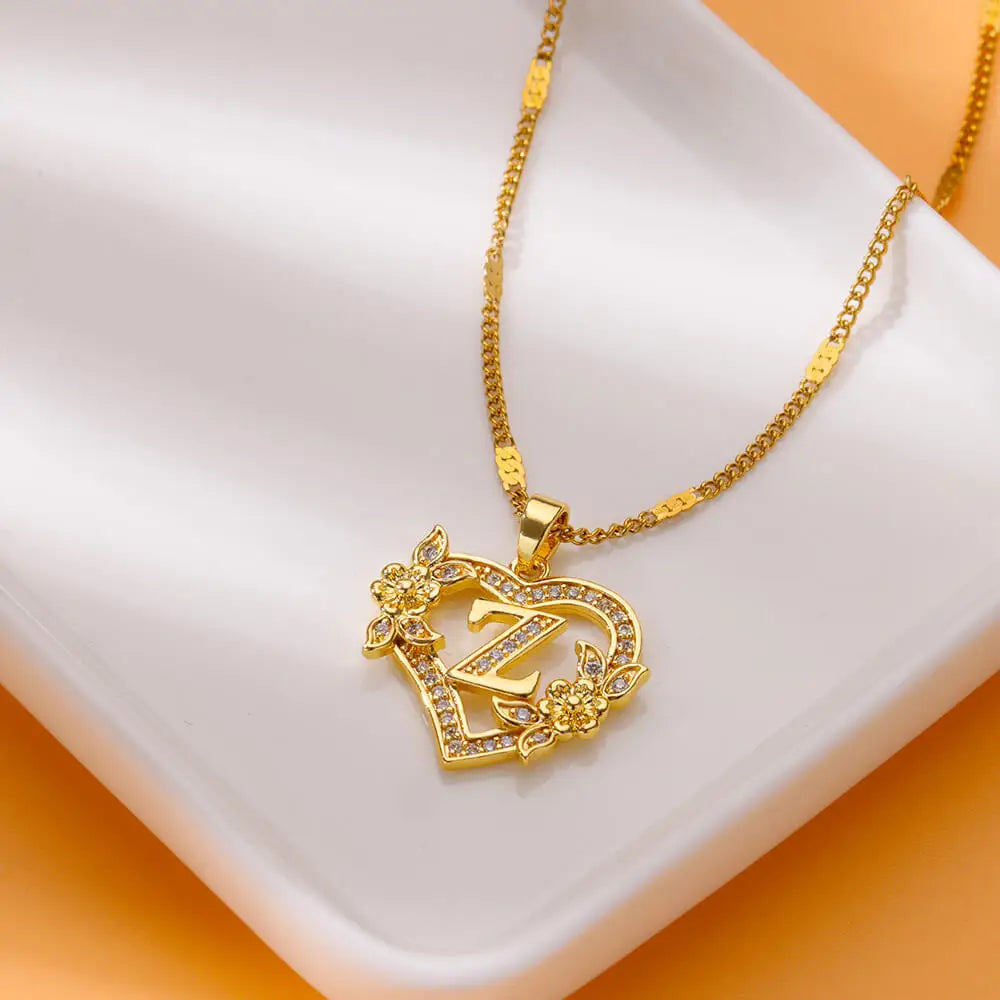 Heart Lover Initial Necklace