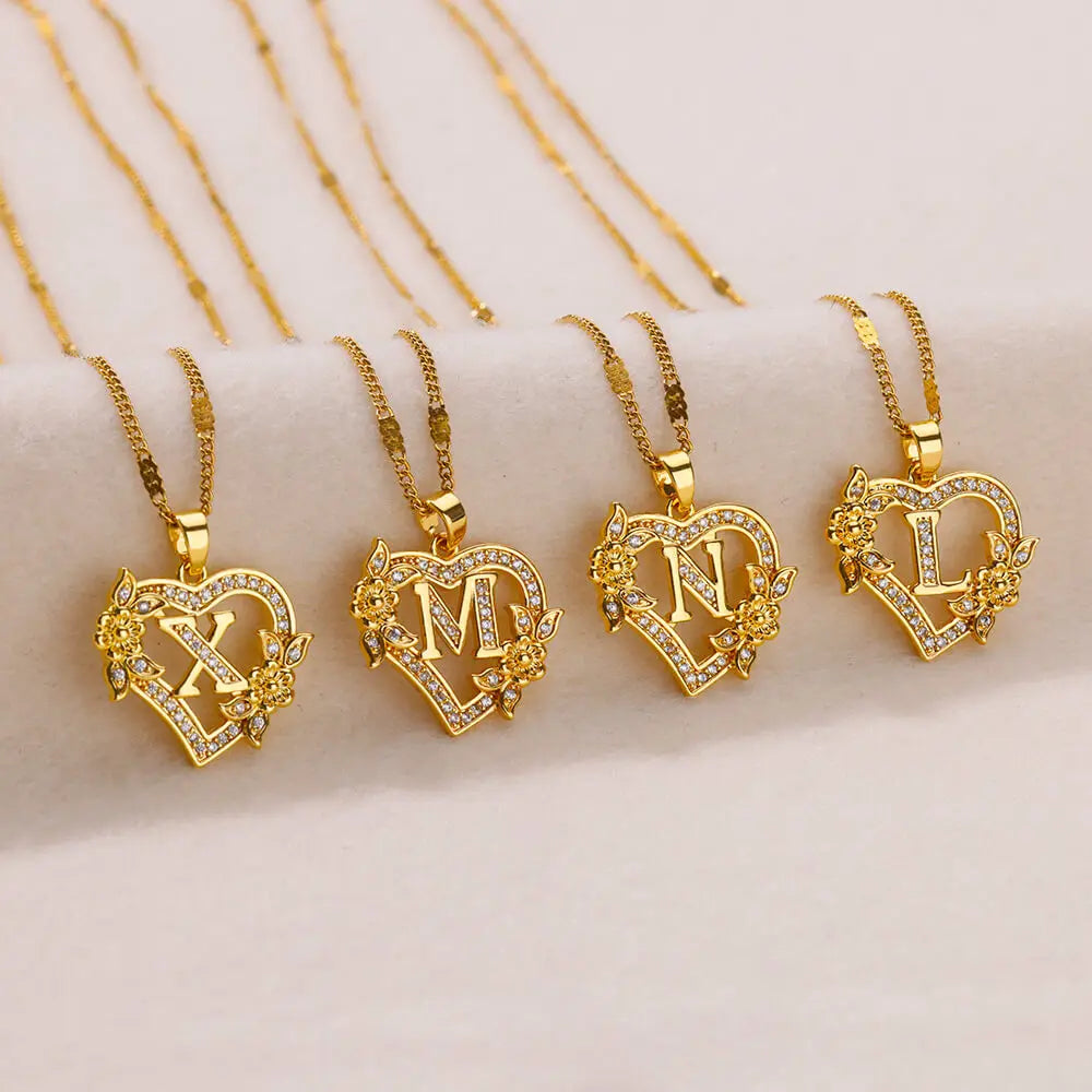 Heart Lover Initial Necklace