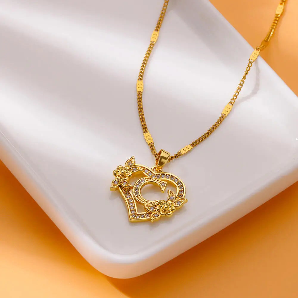 Heart Lover Initial Necklace
