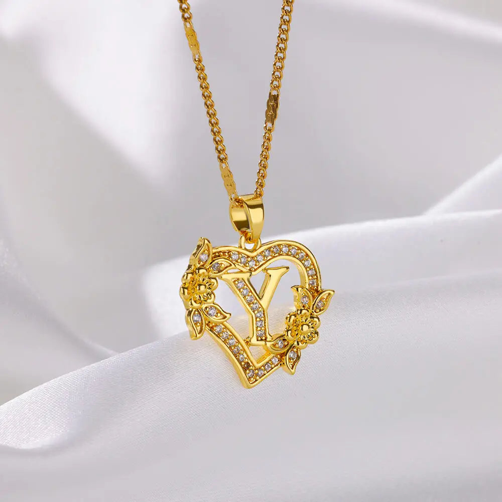 Heart Lover Initial Necklace