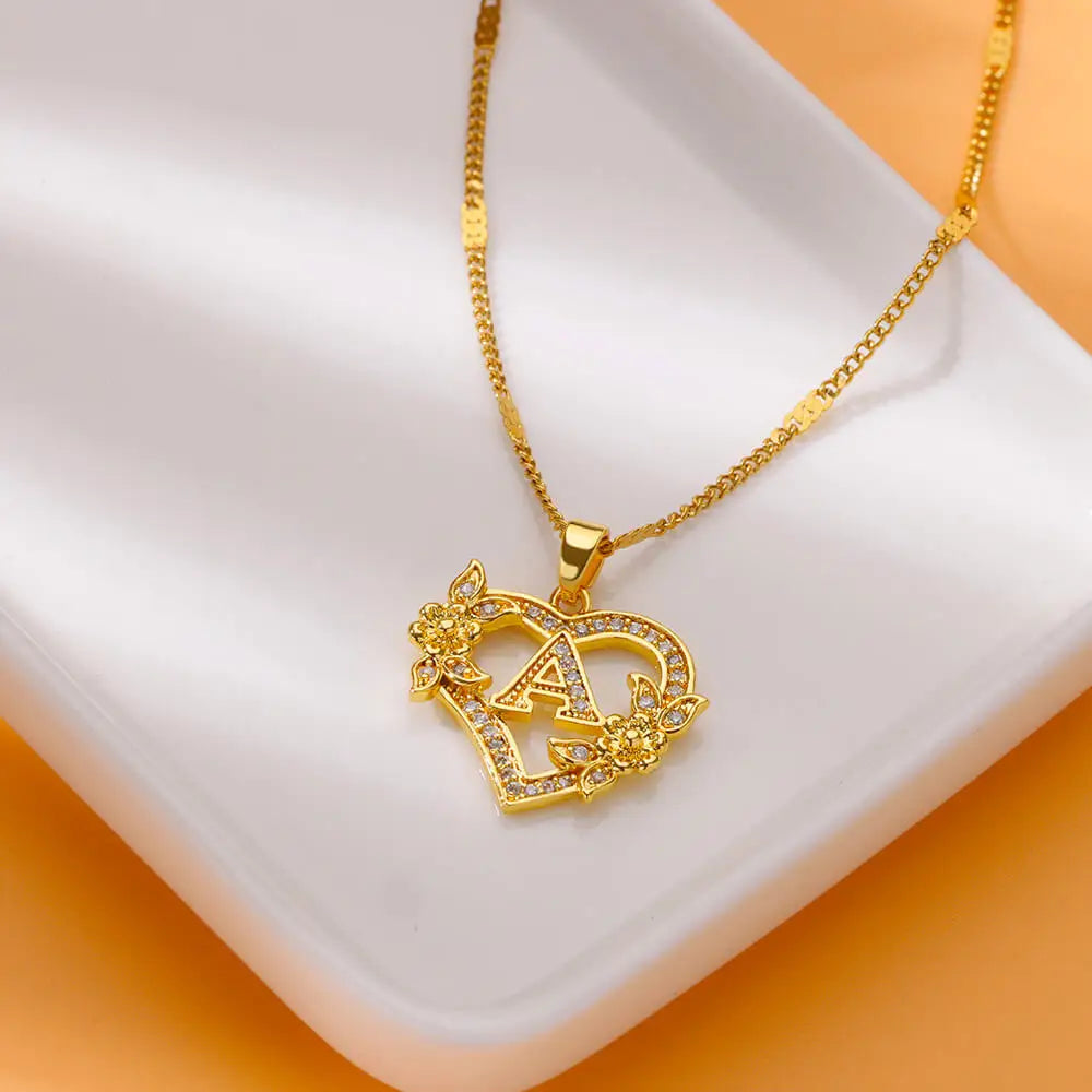 Heart Lover Initial Necklace