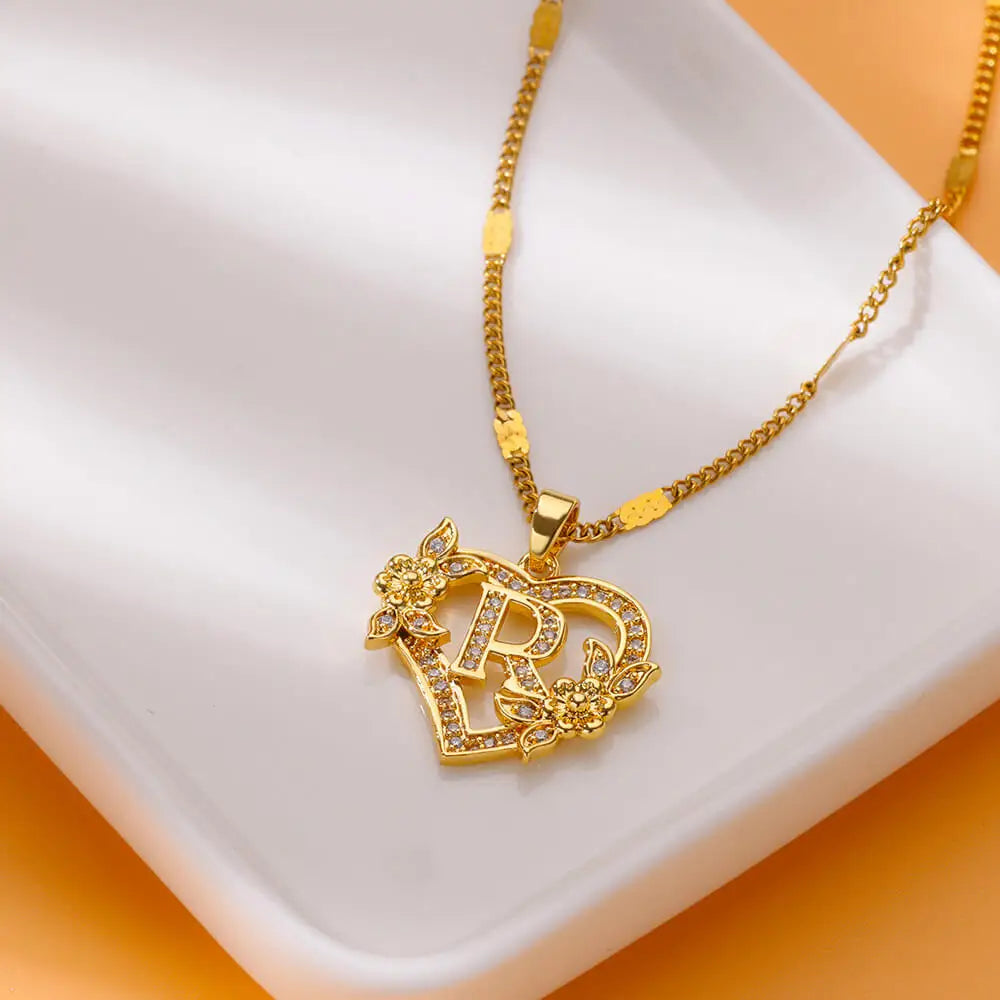 Heart Lover Initial Necklace